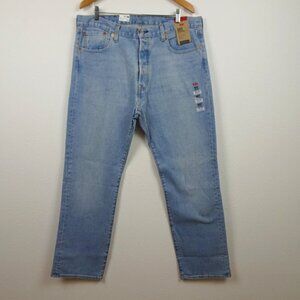 Levi's 501 Jeans Men's Size 38x32 Blue Denim Stretch Straight Leg Button Fly